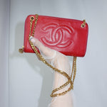 reworked chanel hot pink wallet with chain cc logo