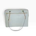 My Vintage Attire Chanel white caviar leather maxi tote bag with gold chain straps and rear zip pocket.