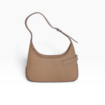 My Vintage Attire Ferragamo Gancini hobo bag in smooth tan leather with silver-toned hardware and shoulder strap.