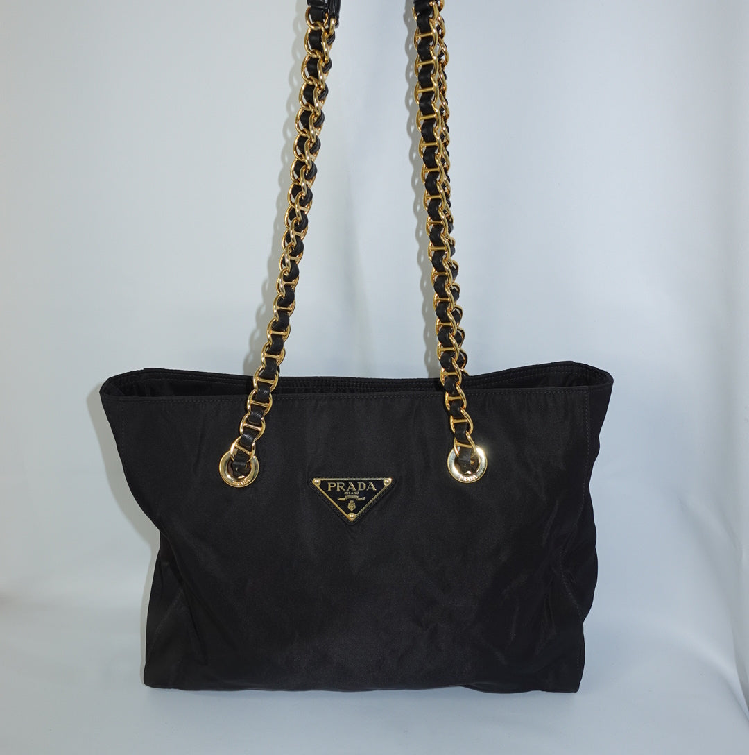  Prada Nylon Tote Bag front view with signature Prada logo