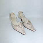 Prada Vintage Beige Python Pointed Toe Kitten Heels - three-quarter view