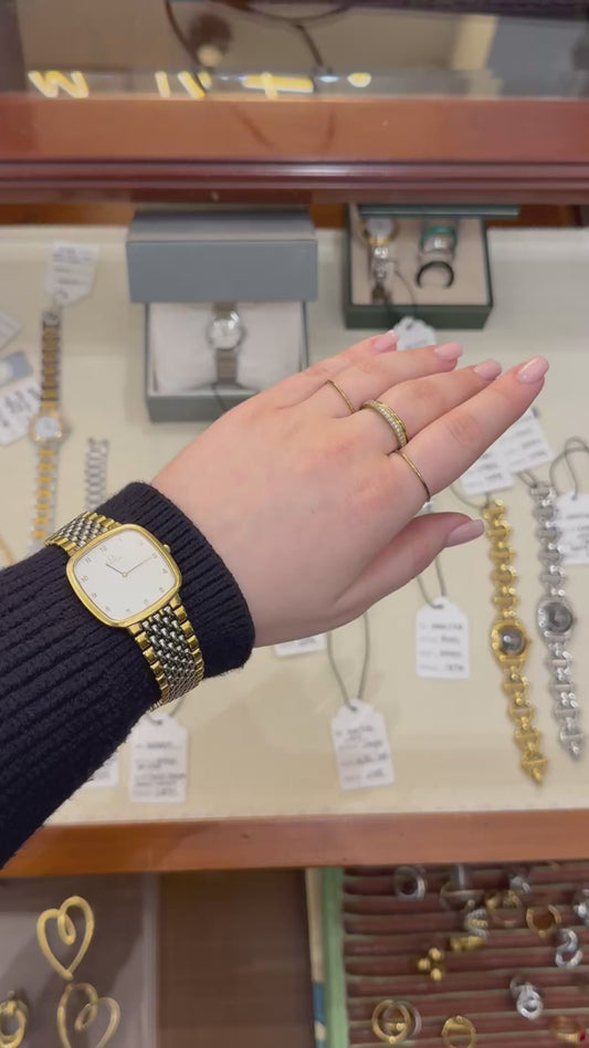 Omega Rectangular Large De Ville Vintage Gold and Silver Toned Watch