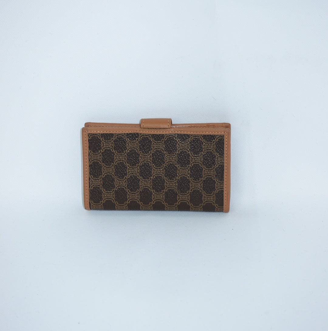 Celine vintage brown key case with leather interior and zip pocket