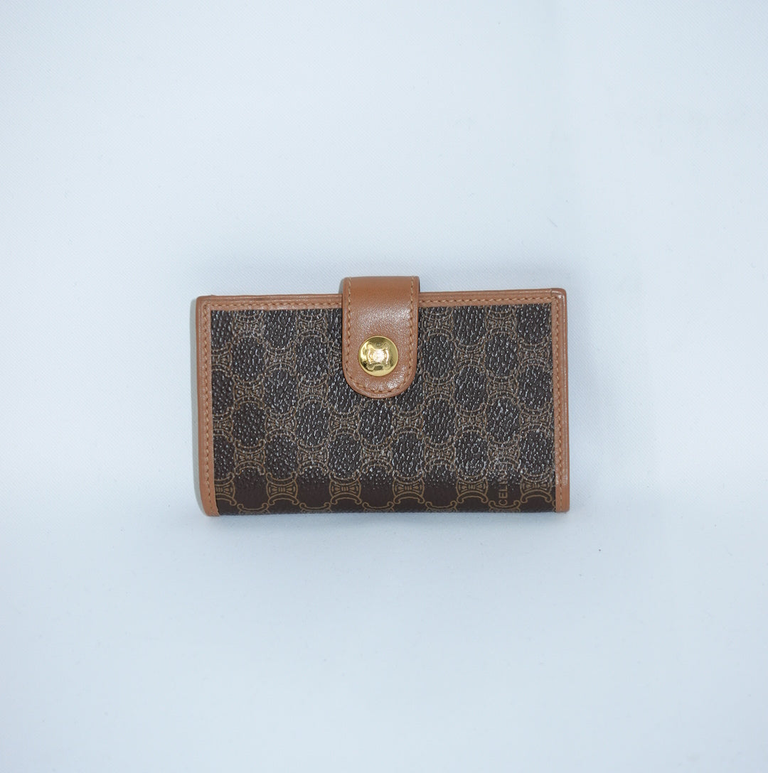 Celine monogram-coated canvas key holder with gold-tone hooks
