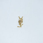 YSL vintage gold tone logo brooch back view
